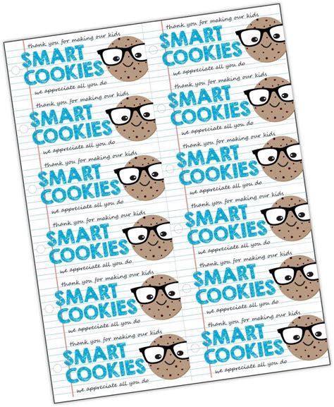 smart cookie gift tag smart cookie printable  printable gift tags