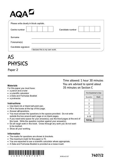 aqa  physics  paper  question paper june  version