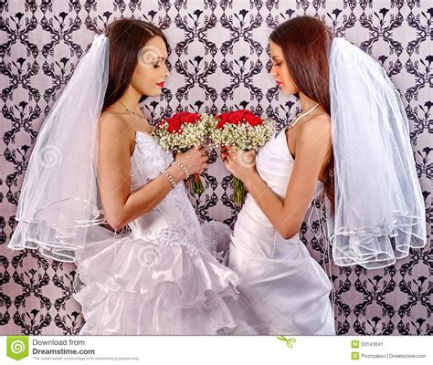 Wedding Lesbians Girl In Bridal Dress Stock Image Image Of Kissing