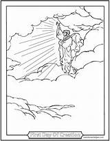 Creation Coloring Pages God Heaven Earth Created Bible Commandments Story Commandment First Drawing Ten 3rd Beginning Light Genesis Angels Jesus sketch template