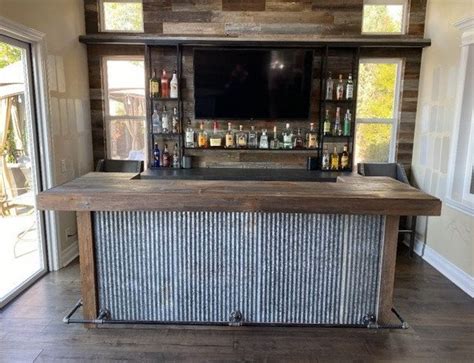rustic barnwood wrap  bar etsy   indoor bar bars  home barn wood