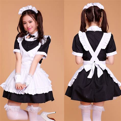 japanese overall cosplay dress black white sexy maid outfit costume set apron ebay