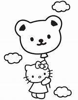Kitty Coloring Bear Hello Teddy Pages Balloon Sky Printable Book Library Clipart Color Popular sketch template