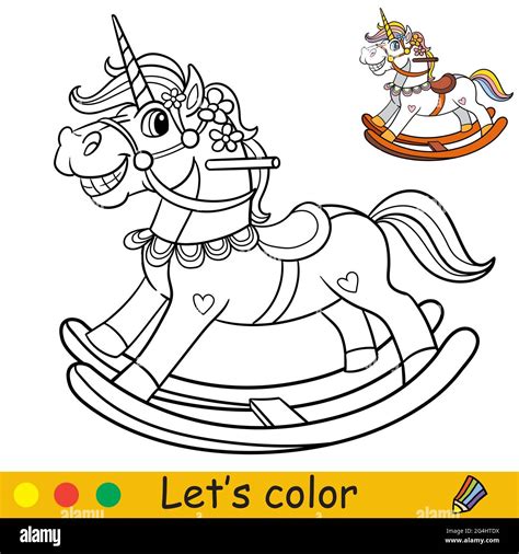 cute fantasy rocking horse unicorn   rainbow mane  tail