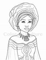 Printable Fashions Africaine Colouring Adulte Afrique Visages Kids Africain Visage sketch template