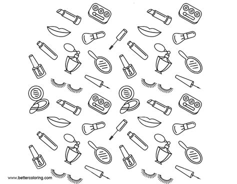 makeup coloring pages seamless pattern  printable coloring pages