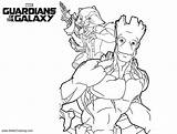 Coloring Rocket Groot Pages Guardians Galaxy Printable Kids sketch template