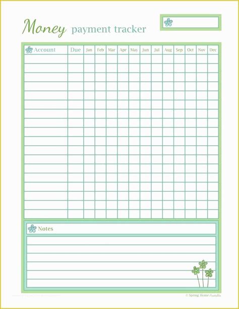 payment tracker template   printable bill payment tracker