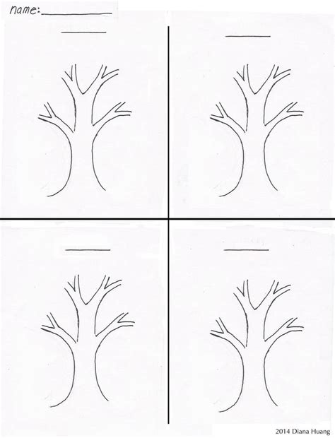 seasons tree drawing template worksheet  diana huang  deviantart