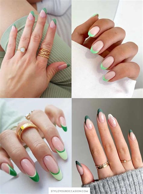 gorgeous green french tip nails youll love