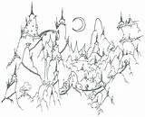 Coloring Pages Lion Witch Mountains Adults Landscape Wardrobe Printable Mountain Landforms Fantasy Adult Kids Village Difficult Nature Night Color Landscapes sketch template
