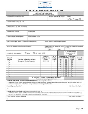 fillable  start college  application fax email print pdffiller