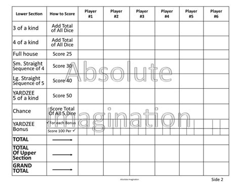 printable large print yardzee score card yardzee board lawn yahtzee