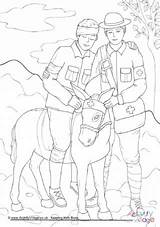 Anzac Colouring Donkey Simpson sketch template