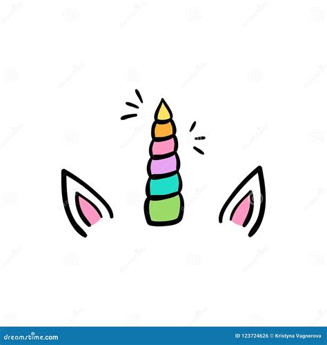 colorful unicorn horn  ears vector illustration stock vector illustration  sparkles cute