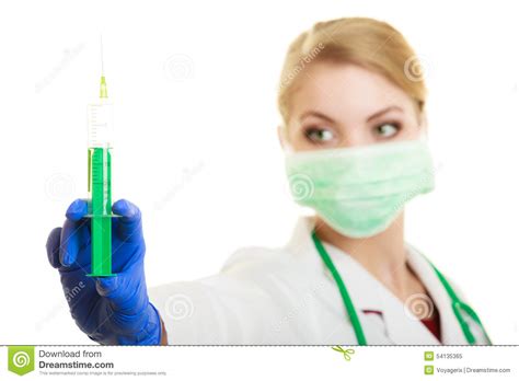 Woman Doctor Or Nurse With Syringe Isolated Stock Image