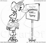 Hopelessly Lost Outlined Hiker Youre Sorry Illustration Sign Royalty Clipart Toonaday Vector sketch template
