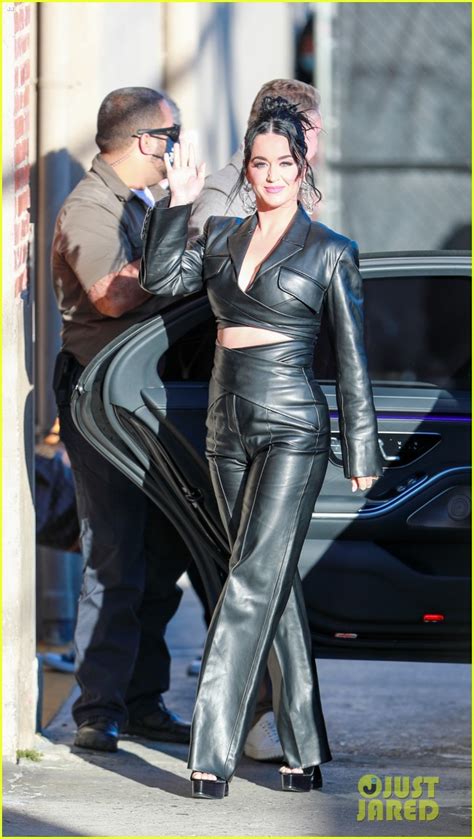 photo katy perry slips into black leather outfit for jimmy kimmel live