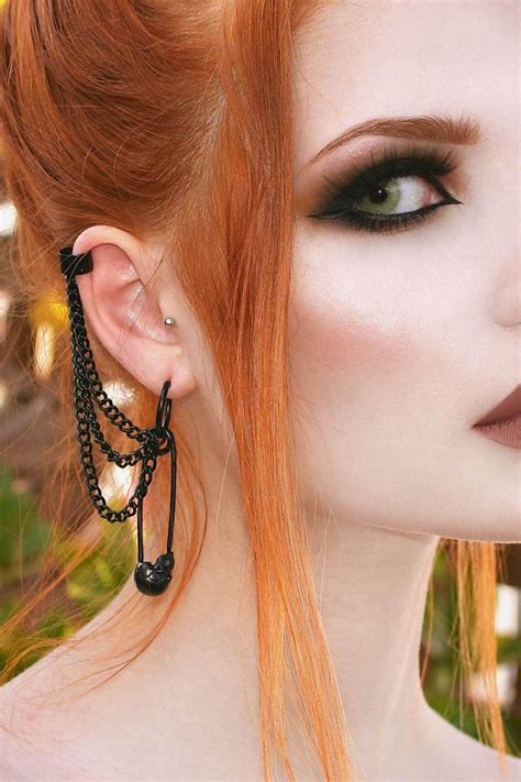 Noir Earrings [b] In 2020 Punk Earrings Cool Ear Piercings Safety