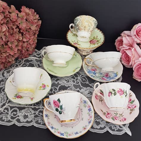 mismatched tea cups bulk vintage teacups set   english tea cups