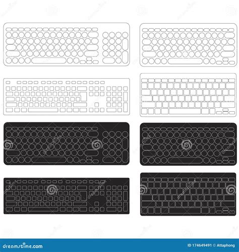 computer keyboard blank template set stock vector illustration