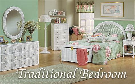 White Traditional Wicker Bedroom Collection Bedroom Collections