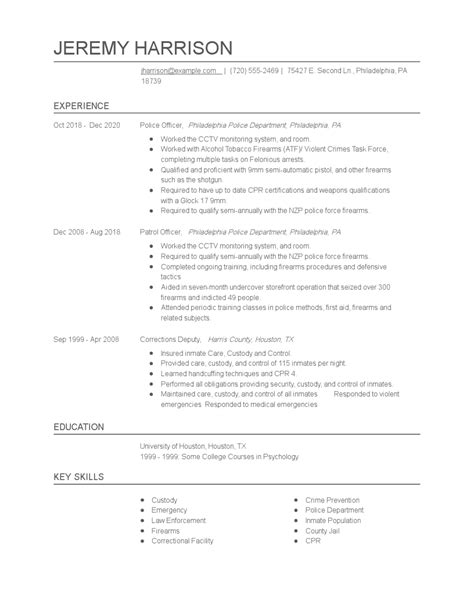 police officer resume examples  tips zippia