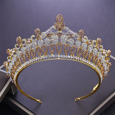 luxurious rhinestone wedding gold tiaras crowns bridal crystal