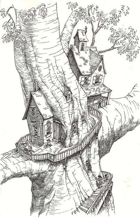 coloring pages   tree house  treehouse mesin   coloring