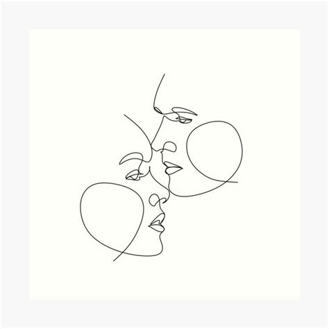 couple  drawing love print  onelineprint redbubble  art