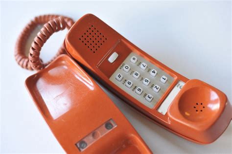 vintage bell trimline phone  orange etsy trimline phone phone vintage bell