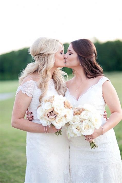 lesbian wedding portrait two brides kissing louisiana