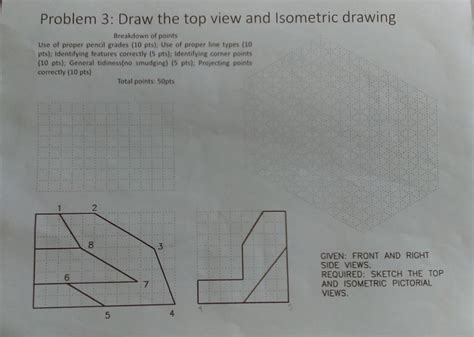 solved draw  top view  isometric drawing cheggcom