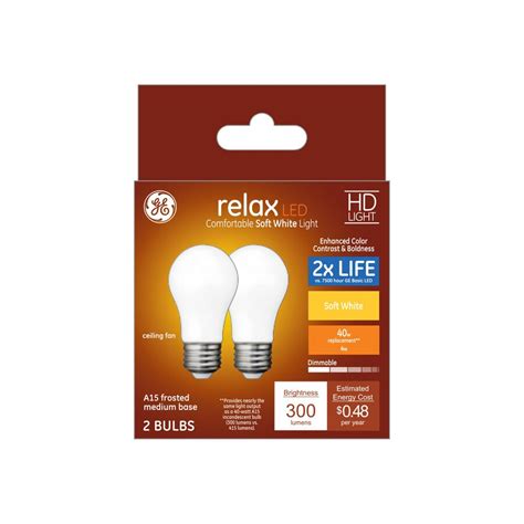 ge relax  watt eq  soft white dimmable led light bulb  pack