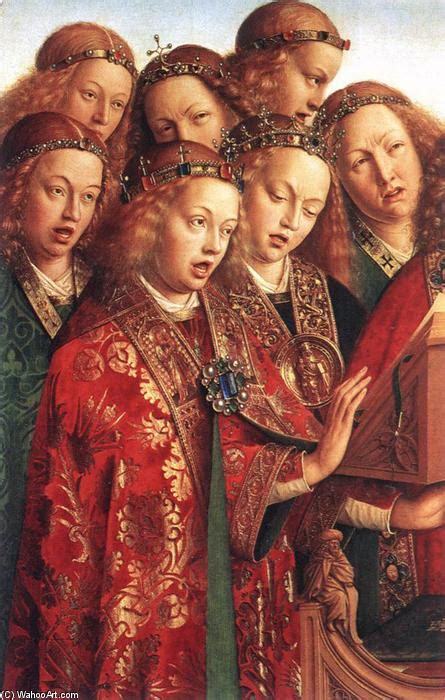 paintings reproductions  ghent altarpiece singing angels detail   jan van eyck