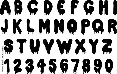 Dripping Liquid Alphabet Letters And Number Clipart Set Silhouette