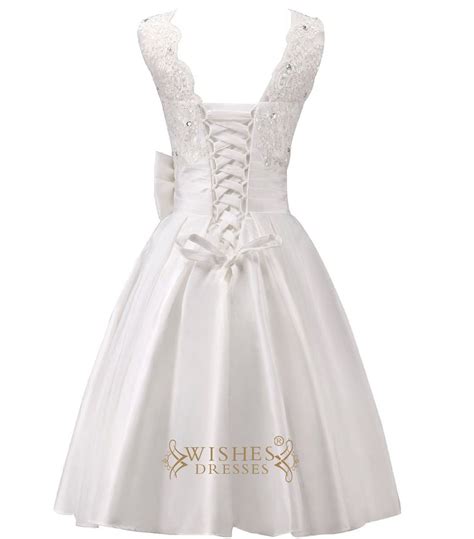 pretty applique  bowknot short wedding dress reception bridal gown engagement dress