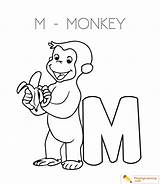 Coloring Monkey Letter Pages Alphabet Kids Sheet Playinglearning Learning Through Letters Kindergarten sketch template