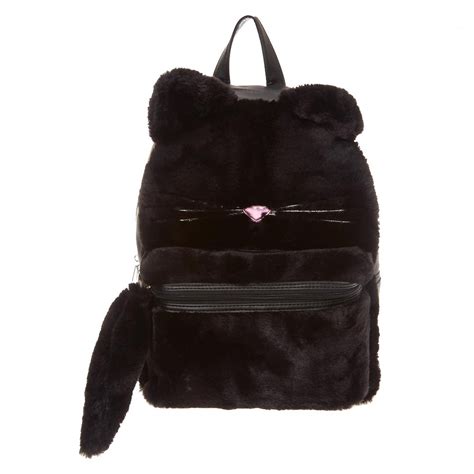Furry Black Cat Backpack Claire S Us