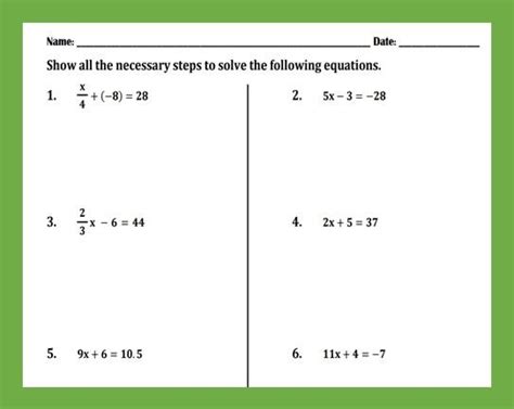 step equations integers worksheet worksheet
