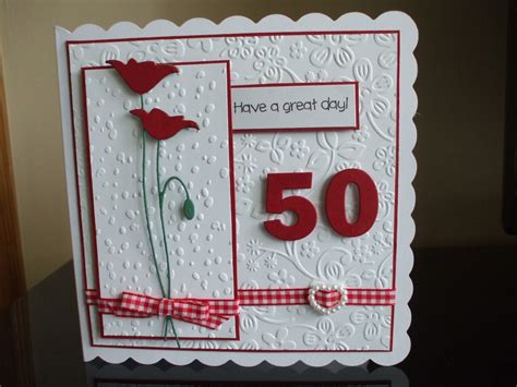 Handmade 50th Birthday Card Female Prim Poppy Die Card