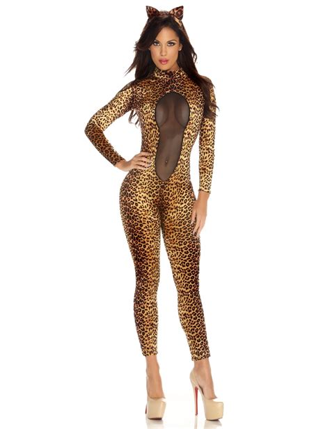 Sexy Women Mesh Leopard Print Catsuit Bodysuit Bodycon Jumpsuit Anime