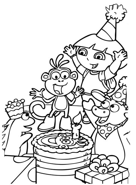 effortfulg dora birthday coloring pages