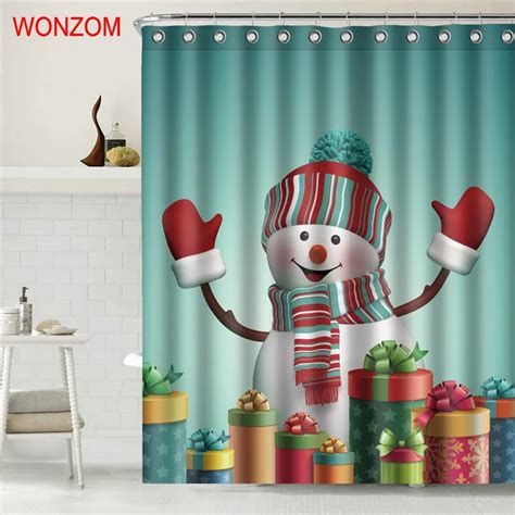 wonzom grappige sneeuwman douchegordijn badkamer decor moderne  polyester waterdichte