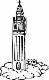 Tower Coloring Pages Church Clock Netart Kids sketch template