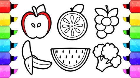 fruits  vegetables coloring pages   draw  color fruits