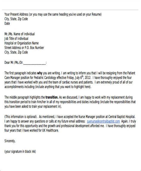 letter  resignation physician sample resignation letter