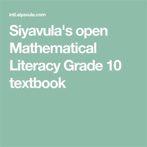 siyavulas open mathematical literacy grade  textbook literacy