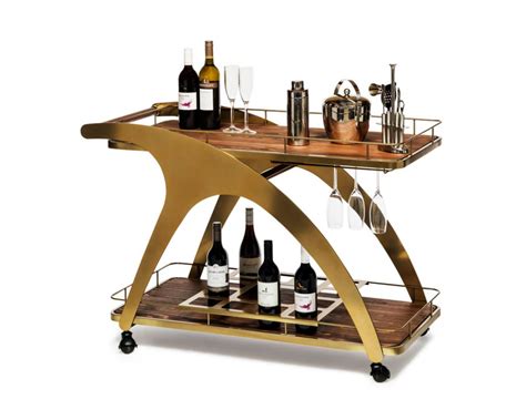 french brass drinks trolley bar cart contemporary wine storage