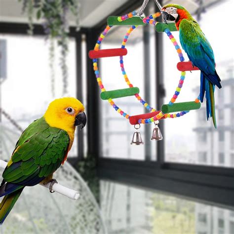 rainbow color wood bird toys  toxic eco friendly colorful bird toy small  medium parrots